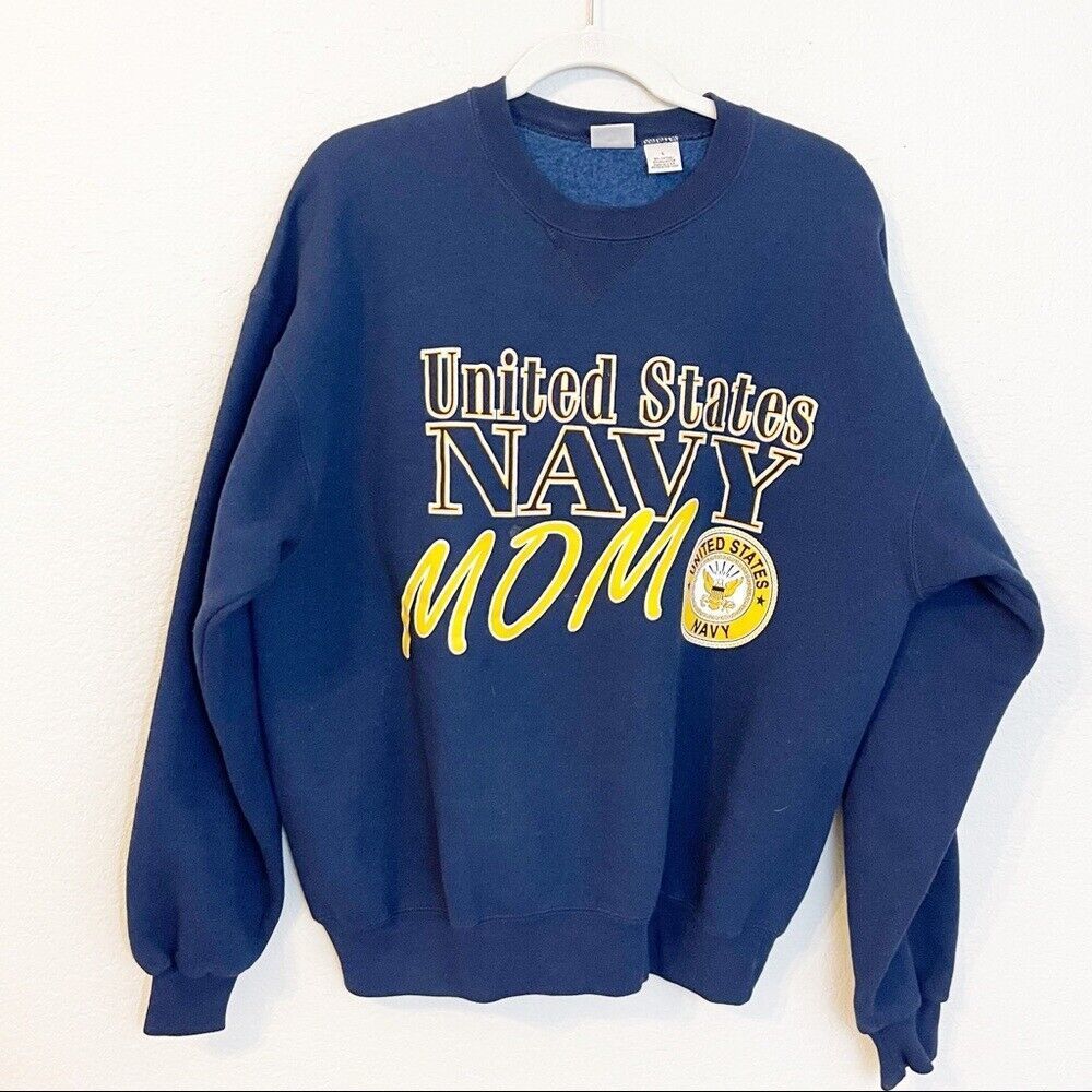 Vintage MJ‎ Soffe United States Navy Mom Sweatshirt Blue Large